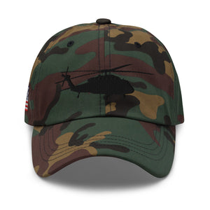 UH-60 Black Hawk Embroidered Dad hat w_USA Flag by Ruck & Rotor