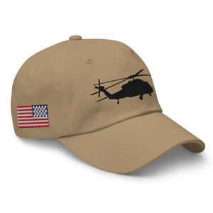 UH-60 Black Hawk Embroidered Dad hat w_USA Flag by Ruck & Rotor