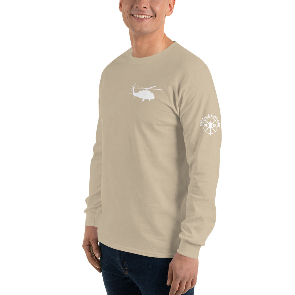 UH-60 Men’s Long Sleeve Cotton Shirt by Ruck & Rotor white print