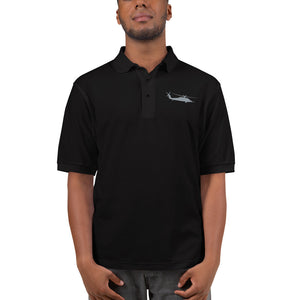MH-60 Black Hawk Helicopter Embroidered Men's Premium Polo by Ruck & Rotor