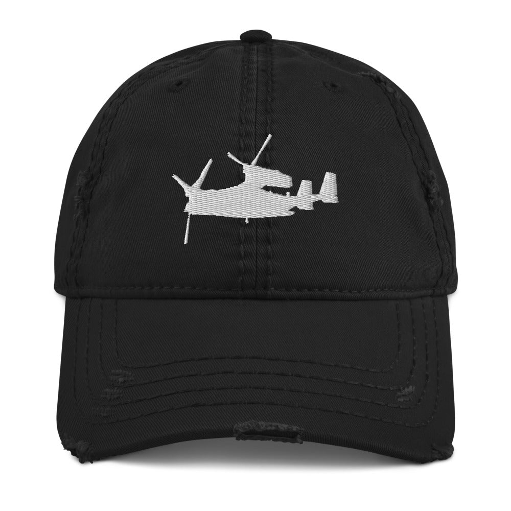 V-22 Osprey Embroidered Distressed Hat by Ruck & Rotor white embroidery