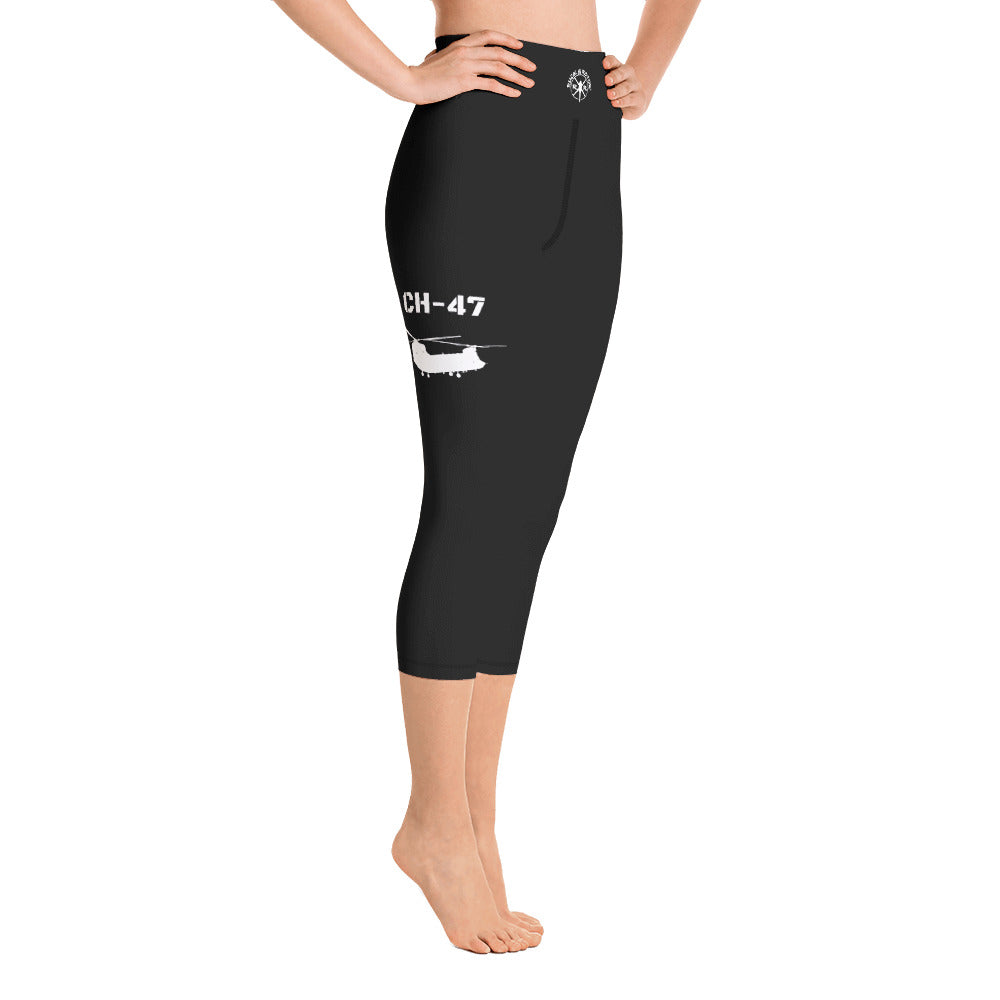 CH-47 Chinook Helicopter Yoga Capri Leggings by Ruck & Rotor