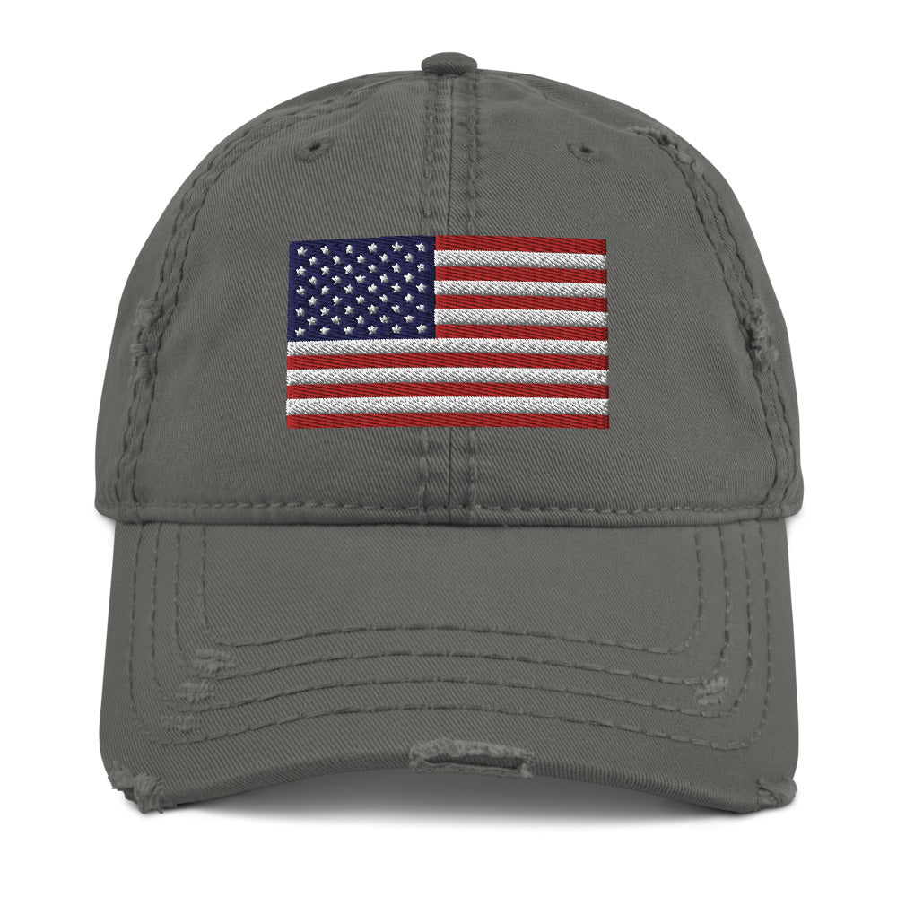 USA Flag Embroidered Distressed Dad Hat by Ruck & Rotor