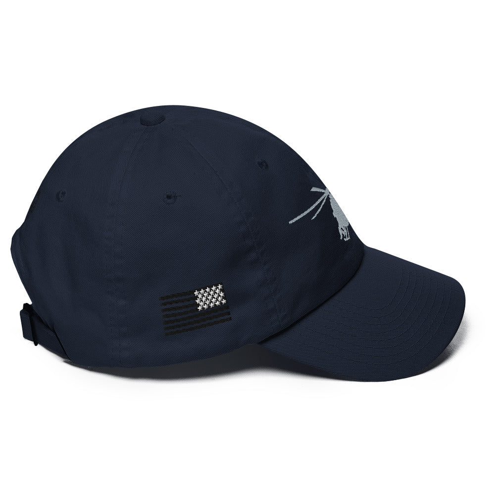 MH-6 Gray Embroidered Dad hat w/USA Flag by Ruck & Rotor