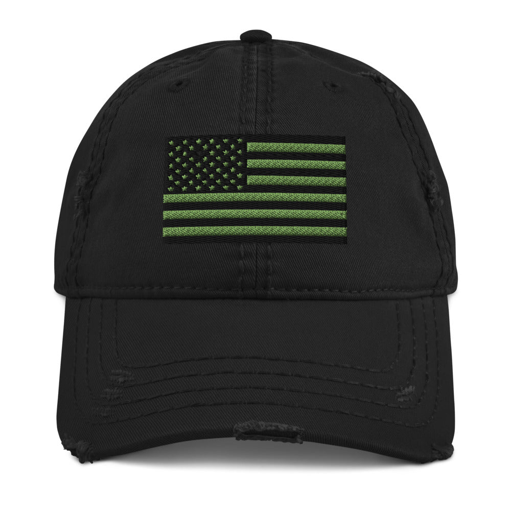 USA Flag Subdued Embroidered Distressed Dad Hat by Ruck & Rotor