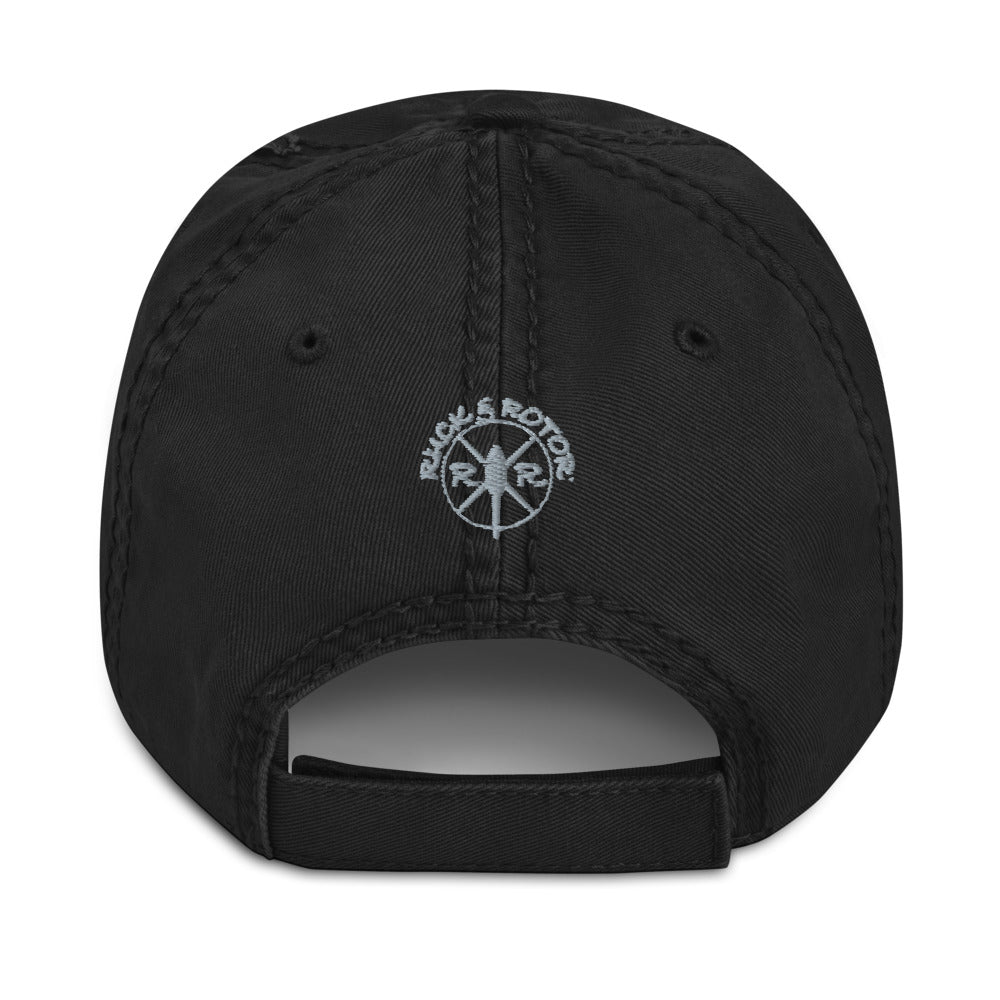 MH-47 Embroidered Distressed Hat, Black by Ruck & Rotor