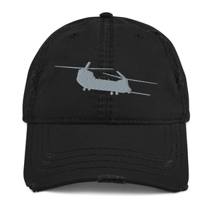 MH-47 Embroidered Distressed Hat, Black by Ruck & Rotor