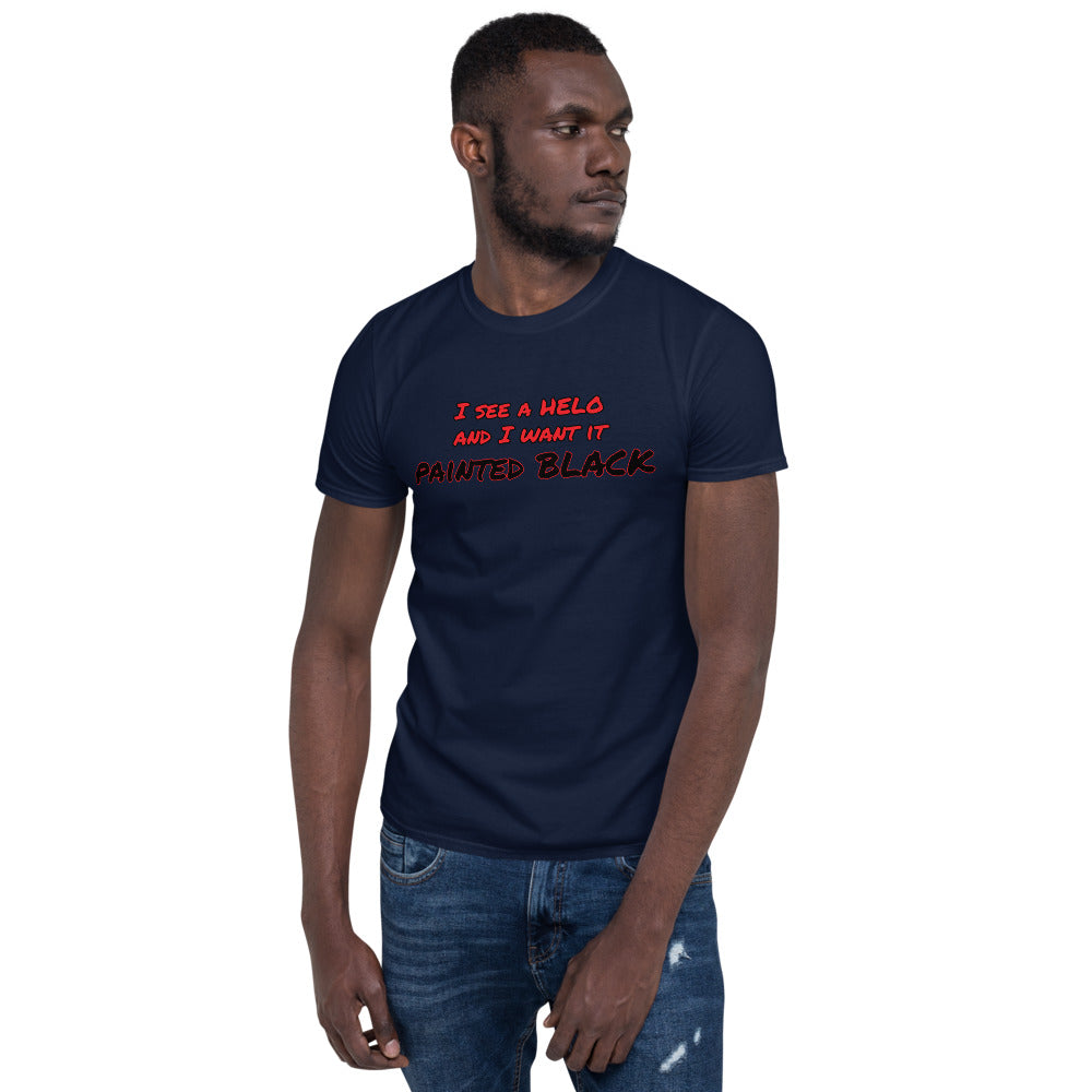 "HELO painted BLACK" Short-Sleeve Unisex T-Shirt by Ruck & Rotor
