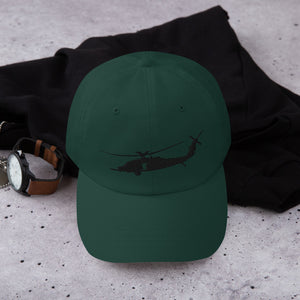 MH-60 Black Embroidered Dad Hat with American Flag by Ruck & Rotor