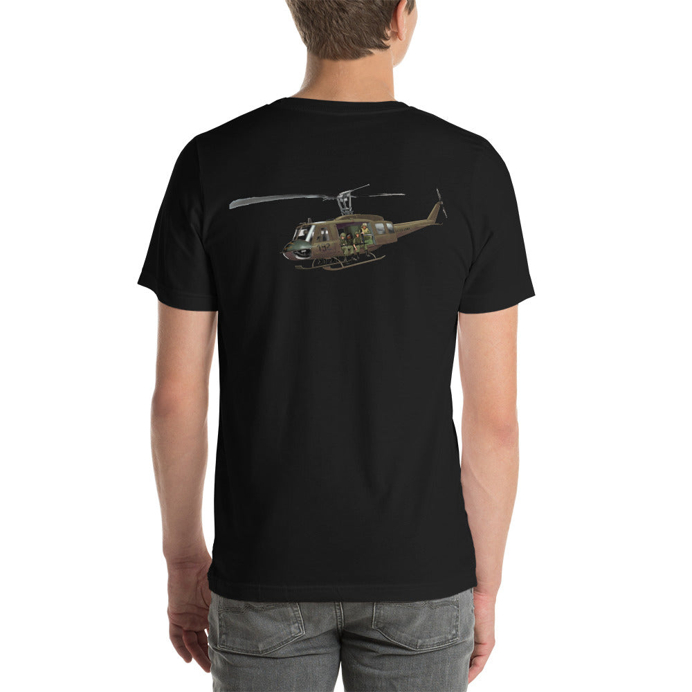 UH-1 HUEY Back Print Unisex Bella+Canvas t-shirt by Ruck and Rotor