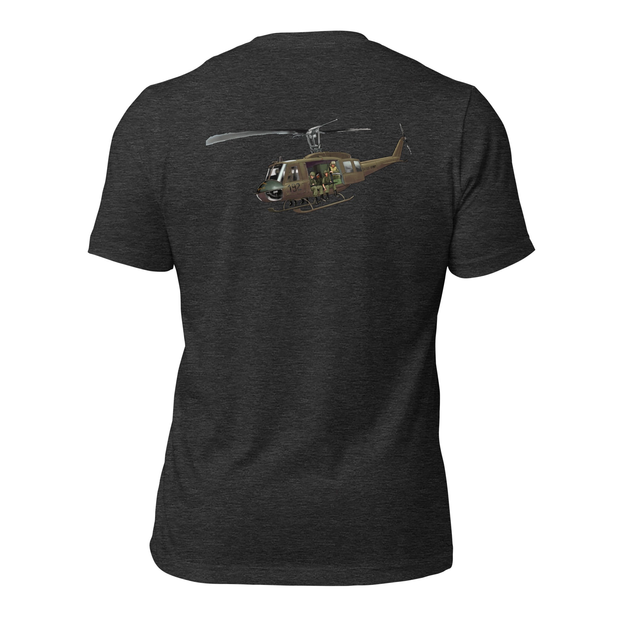 UH-1 HUEY Back Print Unisex Bella+Canvas t-shirt by Ruck and Rotor