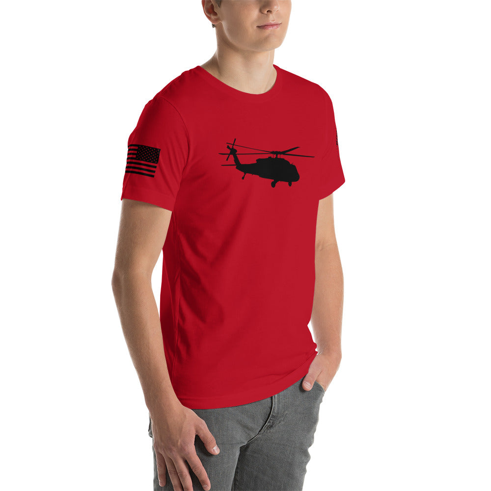 UH-60 Helicopter Liftoff! Short-Sleeve Bella + Canvas Cotton T-Shirt by Ruck & Rotor